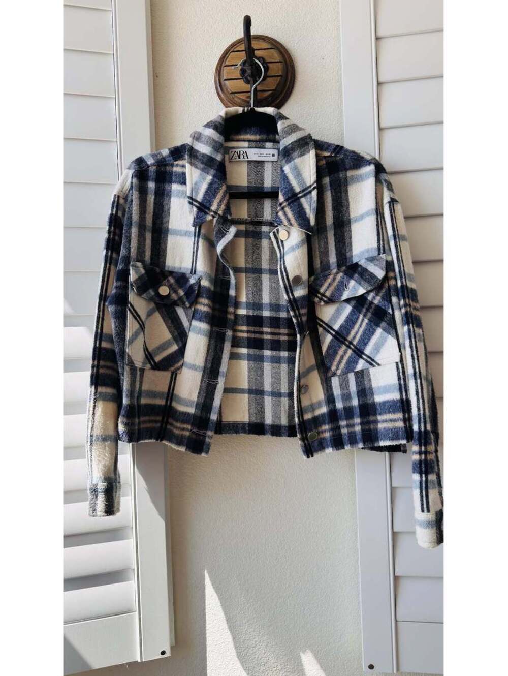 Zara Cropped Plaid Flannel Shacket - Size S